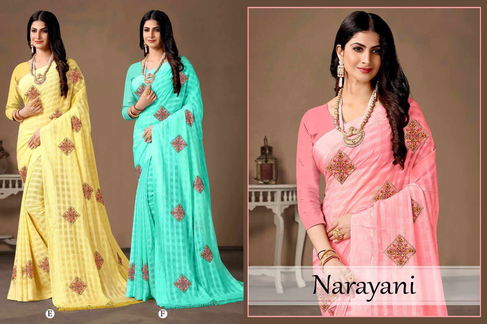 Ronisha Narayani Embroidery Party Wear Sarees Catalog